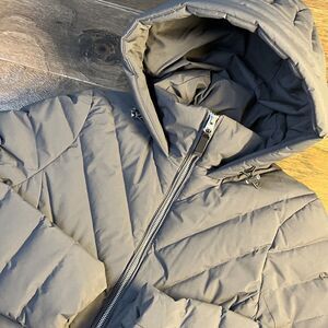 Abercrombie & Fitch Down Hooded Puffer Coat Jacket Grey Full Zip Women’s XS